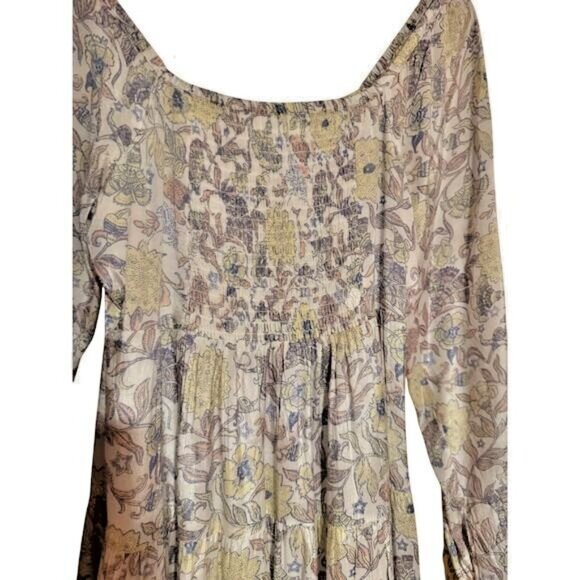 Roller Rabbit Women’s Pastel Floral Tiered Long Sleeve Dress Size XS Cottagecore - Picture 11 of 16